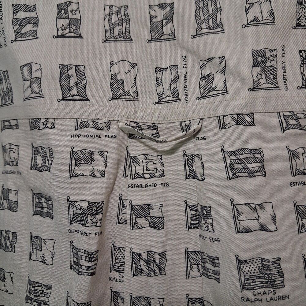 Vintage Chaps Ralph Lauren All Over Flag Print Button Down Shirt Men's L Preppy - Picture 16 of 16